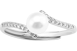 Adjustable Elegant Crystal Pearl Ring Anniversary Wedding Engagement Band for Women Fashion Book