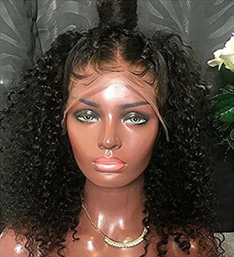 360 Lace Frontal Wig180% Thick Density Pre-Plucked Hairline 360 Lace Front Human Hair Wig Curly Hair Wig for Black Women (14")