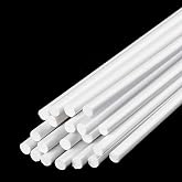 25Pcs ABS Styrene Plastic Round Bar Rods - 2.5mm Diameter, 250mm Length, White - DIY Toys, Doll House, Sand Table, Model Making
