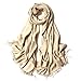 Cashmere Feeling Solid Beige Fringed Scarf