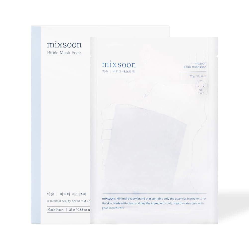 mixsoon Bifida Mask Pack - Bifida Ferment Lysate & Lactobacillus for Microbiome-Balance, Structural Elasticity & Luminous Barrier-Strength, 5 Masks