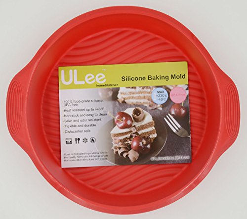 ULee 9.6 Inch Silicone Round Cake Pan, Non-Stick & BPA Free Cake Mold, Red - Thumbnail 4