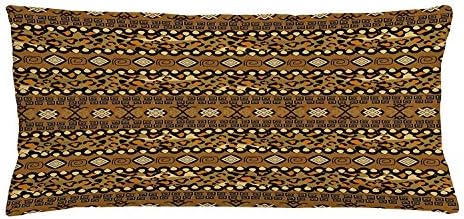 K0k2t0 Zambia Throw Pillow Cushion Cover, Wild Tropical Animal Camouflage Skin Pattern Bohemian Folk Design, Decorative Square Accent Pillow Case, 18 X 18 inches, Pale Caramel Dark Brown