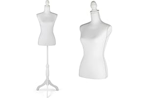 Encomle Dress Form Female Mannequin Torso, Height Adjustable Mannequin Body with Stand for Sewing, Display, White