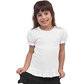 Monag Kids Toddler Girls Short Sleeve Ruffle Tshirt, Blank Girls Ruffle Top, Solid Ruffle Shirts