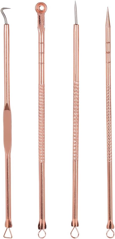 Delaman 4PCS/Set Stainless Steel Blackhead Acne Blemish Pimple Removal Needle Kit Tool for Women and Men Facial Care Skin Protect