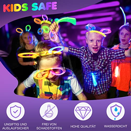 Barras Luminosas, 100 Pulseras Luminosas Fluorescentes y 100 Conectores, Neon Kits para Crear Pulseras y Collares, Fiesta Nochevieja Navidad Boda Cumpleaños Decoracion Regalo para Niños Adultos