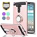 YmhxcY Phone Case Compatible with G3 Case with HD Phone Screen Protector,360 Degree Rotating Ring & Bracket Dual Layer Resistant Back Cover for G3 2014-ZH Rose Gold