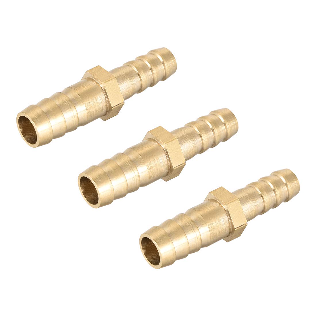 sourcing map Straight Brass Barb Fitting Reducer, Fit Hose ID 10mm to 8mm 3pcs