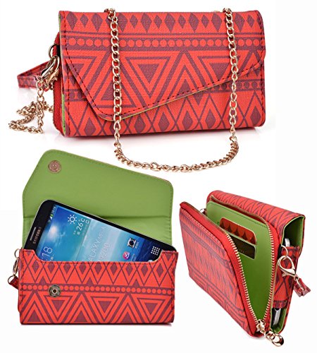 [KroO] Universal Aztec Print Wallet Phone Case for |Zopo ZP998|Red