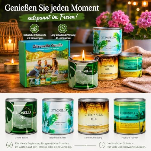 Citronella Kerzen für Außenbereich Große Citronella-Kerzen in Dosen Wachskerzen-Set
