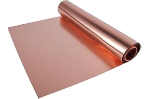 RiNTREE Versatile Copper Sheet for Crafting and Electrical Projects - 0.03mm x 8in x 3.2ft, Waterproof & Heat-Resistant Copper Mesh Roll