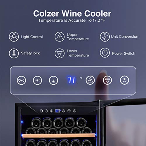 Colzer Upgrade 24 Inch Wine Cooler Refrigerators, 154 Bottle Fast Cooling Low Noise and No Fog