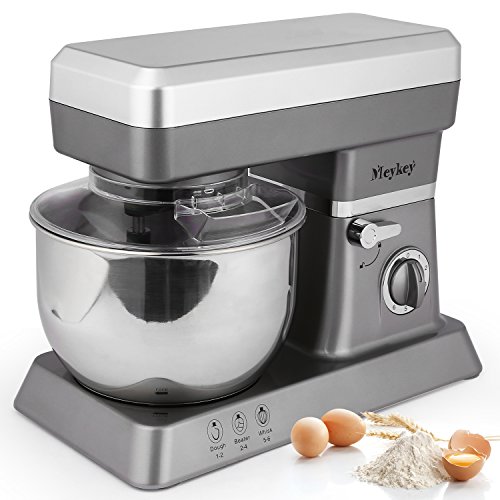 Stand Mixer, 600W Tilt-Head Kitchen Electric Food Mixer with 6-Speed Control, 5-Quart Stainless Steel Bowl, Dough Hook, Whisk, Beater, Splash Guard (silver) - Thumbnail 5