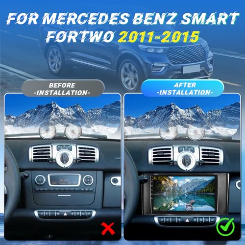 Car Radio for Mercedes Benz Smart Fortwo 2011 – 2015 [2G+64G] Android Car Radio 9 Touch Screen with Carplay and Android Wireless/Bluetooth/WiFi/Bluetooth/EQ/FM RDS Radio