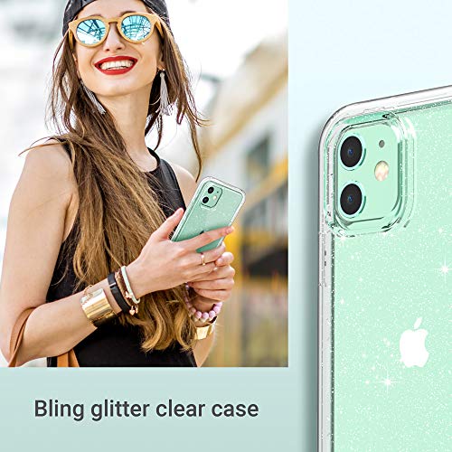 ULAK iPhone 11 Case, Clear Glitter Protective Heavy Duty Shockproof Rugged Protection Case Soft TPU Bumper Phone Cover Designed for Apple iPhone 11 6.1 inch (2019), Clear Glitter