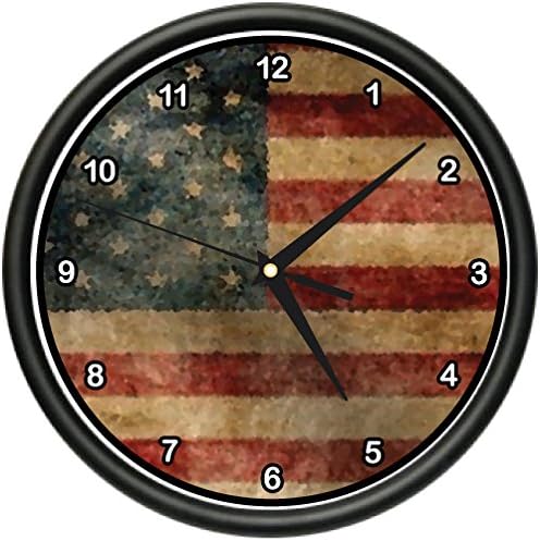 SignMission Vintage US Flag Wall Clock American Patriot Stars Stripes Gift