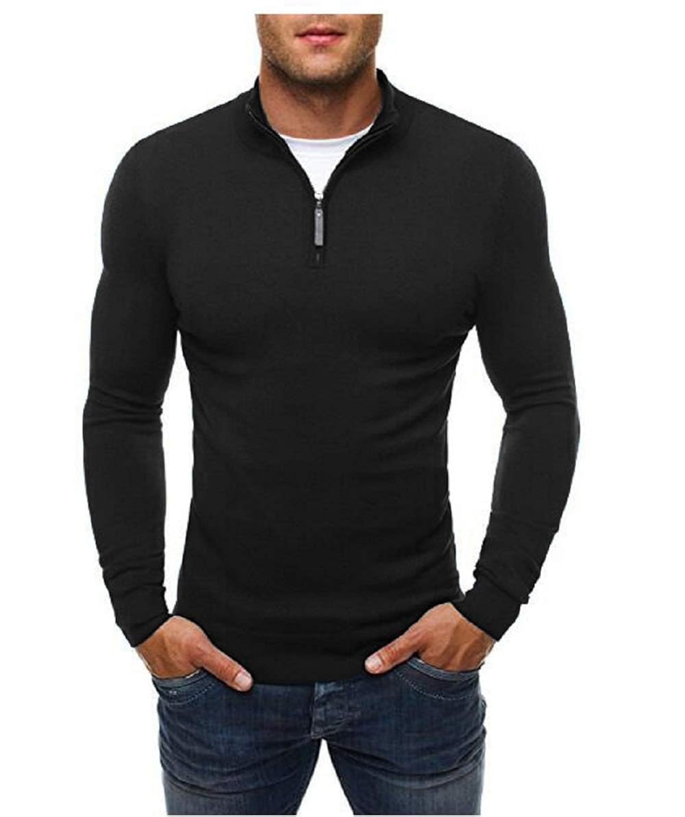 SEMIR Mens Slim Fit Zip up Mock Neck 