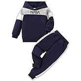 2-6T Toddler Baby Boy Clothes Long Sleeve Hooded Pullover Colorblock Sweatshirt + Pants 2pcs Fall Winter Outfit Set