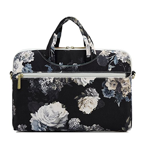 Canvaslove White Flower Waterproof 13 inch Canvas Laptop Shoulder Messenger Bag Case Sleeve for 11 inch 12 inch to 13.3 inch laptop Chromebook Macbook Air Pro 13 computer notebook carrying Case Bag - Thumbnail 7