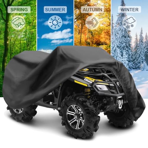 ATV Cover Universal Beach Car Cover 210D Outdoor Motorcycle Cover Waterproof Dustproof Heat Resistant Sun UV Cover 4 Wheeler Quad Bike Scooter Storage Vehicle Cover for Polaris Yamaha, 210*120*115cm