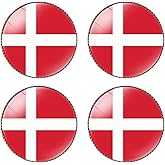 HSQCEZ 4 Pcs Denmark Flag Pin Round 1 Inch, Lapel Pins Souvenir Badge for Hat Clothes Backpack,Danish Flag Brooch Accessories Party Favors,Patriotic Pin Accessories for Men/Women