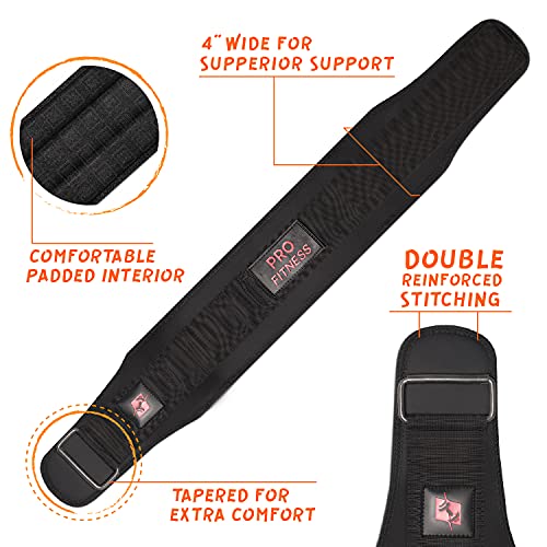 ProFitness Weight Lifting Belt (4 Inch Wide) Locking Weight Belt for Performance Lifting