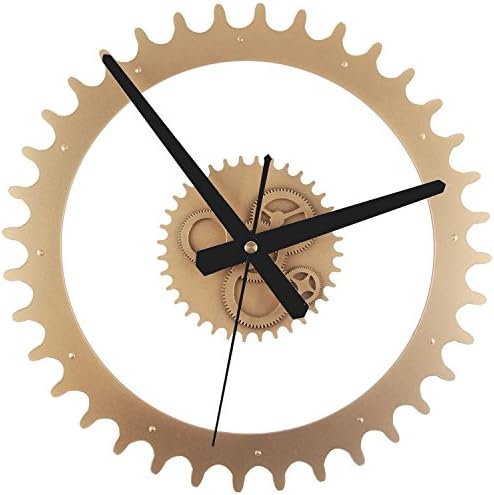 GSlife 3D DIY Clock Gear Wall Clock Modern Frameless Silent Non-ticking Clock for Home Decoration, Huge Size, Retro Style , Gold