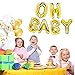 ANYI16 Gold OH BAbY Letter Balloons(16 Inch), Mylar Foil Letter Balloons for Baby Girl Boy Shower Decorations Backdrop