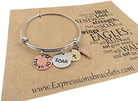 Isaiah 40: 31 - Christian Jewelry - Scripture Jewelry - Hand Stamped Jewelry - Mantra - Bible Verse Jewelry - Expressions Bracelets - Mantra Band Bracelet