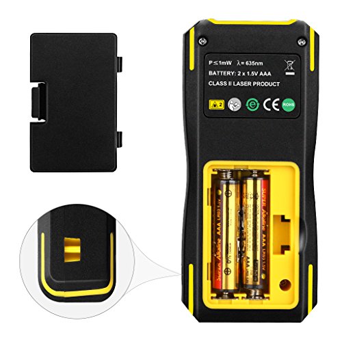 URCERI Laser Measure 198ft, Digital Laser Distance Meter with Mute Function,LCD Backlit Display and Bubble Levels, Measure Distance,Area and Volume,Pythagorean ,Battery Included