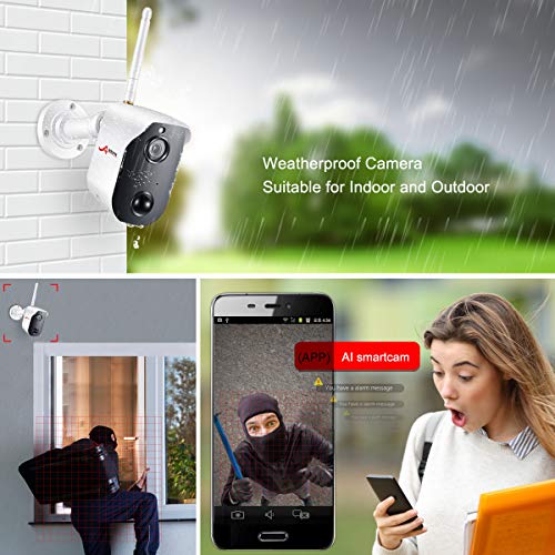 Wireless Security Camera System,4CH 2MP All-in-One 9" Touched LCD Monitor with 2 Pro Rechargeable Battery Outdoor WiFi Security Camera 1080p HD Wire-Free 2-Way Audio Day Night Motion Detection ANRAN