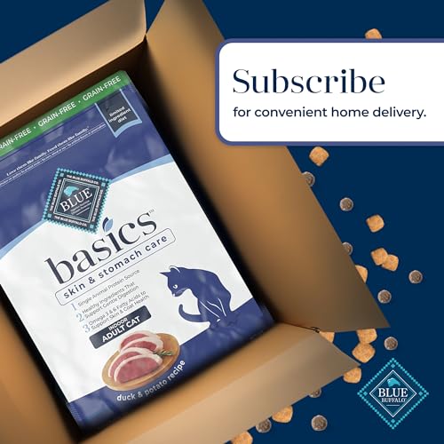 BLUE BUFFALO BASICS GRAIN-FREE DRY CAT FOOD, SKIN & STOMACH CARE, LIMITED INGREDIENT DIET FOR INDOOR CATS, DUCK & POTATO RECIPE, 11-LB. BAG