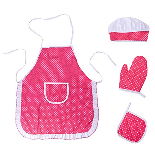 B Baosity 4Pcs / Lot Kinderkoch Dress Up Kleidung Kochen Backwerkzeuge Vortäuschen Spielküche Schürze Küchenchef Küche… – Bild 8