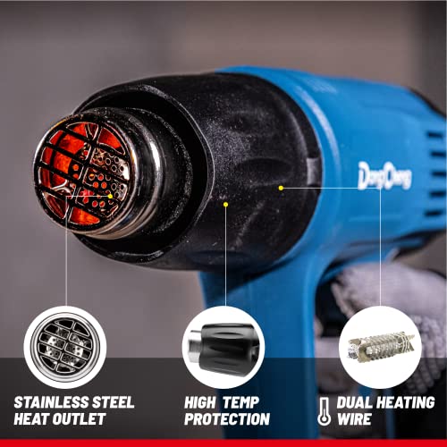 DongCheng 2000 W Heißluftpistolen 50-600 ℃ Variable Temperatureinstellungen,schnelle Erwärmung Heißluftpistole,9 Zubehörteilen zum Entfernen von Farbe, Schrumpffolie, Vinylfolie,DQB04-2000 (EA-03)