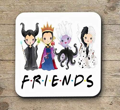 Friends Villains Coaster Horror Movie Fan Art Horror Movie Mug Coaster Maleficent Ursula Evil Queen Cruella De Vil Friends TV Show Mug Coaster
