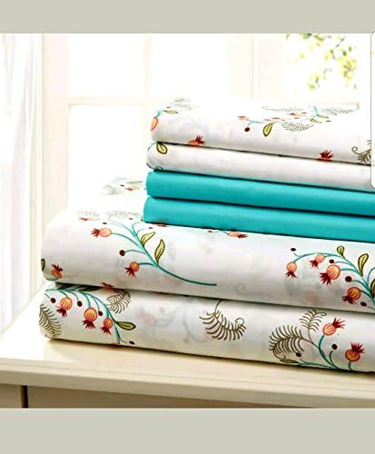 Bed Sheet Cotton 6 Piece Sheet Set Luxury at Home Extra Soft Wrinkle Free (KING)