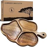 La Mongoose Acacia Wood Leaf Shape Serving Platter