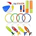 Pool Toys Underwater Swimming Diving for Kids Summer，Foam Water Guns 4Pcs, Dive Rings 4Pcs, Torpedo Bandits 4Pcs , 21 Inch Inflatable Beach Ball 1Pcs with Waterproof Bag, 14 Packs，Ages 3 up