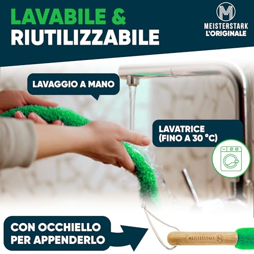 Original Radiator Cleaner 115 cm Long Brush for Cleaning Radiators Without Scratches Brush Cleaning Radiators with Washable Cover Radiator Brush for All Radiators (Green)