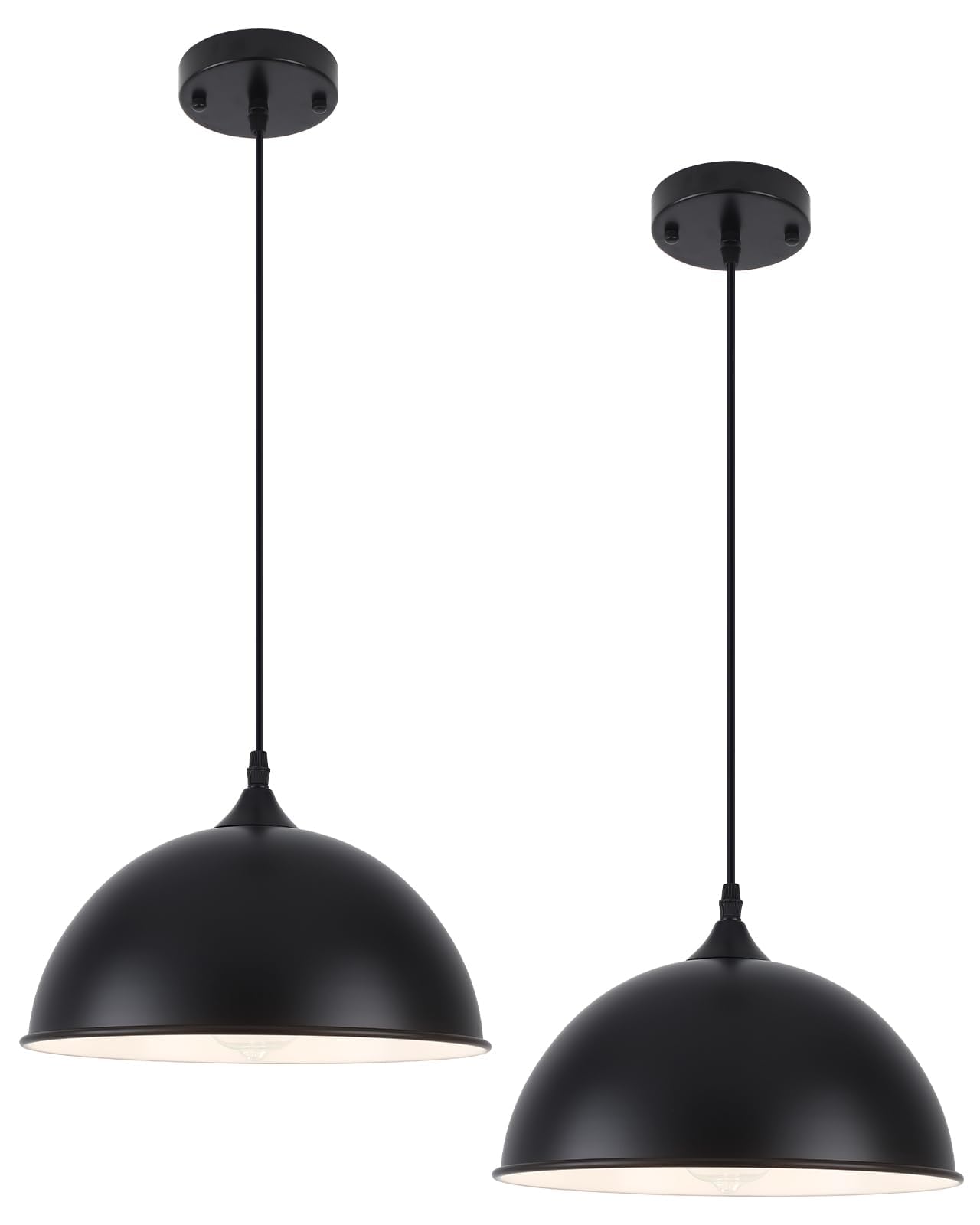 Photo 1 of PINDODO Black Pendant Lights Kitchen Island 2 Pack, 11.8" Farmhouse Dome Pendant Light, Adjustable Height Island Pendant Lights for Dining Room Bedroom