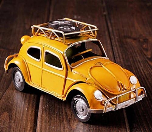 car model kits Beetle Car Automobile Model Home Decor Ornament Toy Metal Figurine Retro Gift car model kits metal (Yellow)