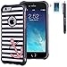 iPhone 6 Plus, 6s Plus 5.5" Case, True Color® Coral Pink Anchor on Nautical Navy Blue Stripes Emboss Printed Impact Resistant TPU Protective Anti-slip Grip Snap-On Soft Rugged Cover for iPhone [True Impact Series]+ FREE Stylus and Screen Protector