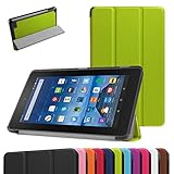 Fire 7 5th Generation Slim Shell Case,Mama Mouth Ultra Slim Lightweight 3-folding PU Leather Standing Cover For 7