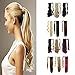 Wrap Around Synthetic Ponytail One Piece Heat Resistant Magic Paste Pony Tail Long Wavy Curly Soft Silky for Women Lady Girls 17'' / 17 inch (ash blonde)