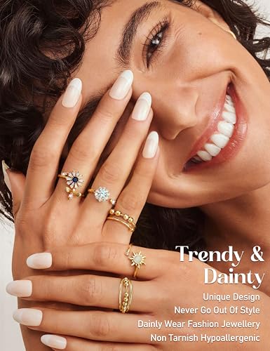 Kakonia 9 Pieces Spinner Ring Women Band Ring Spinner Ring Open Adjustable Stackable Zirkonia Planet Sunflower Flowers Ring Tu ES My Sun Ring Twirl Rings Gift