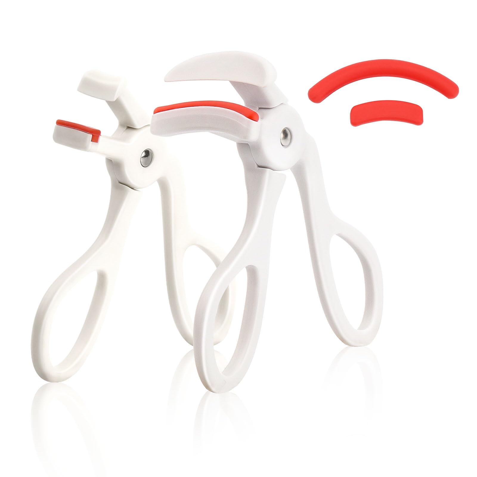 Wide-Angle & Partial Eyelash Curler Combo Set - 2 Silicone Pads, Comfortable Grip, 24-Hour Curl