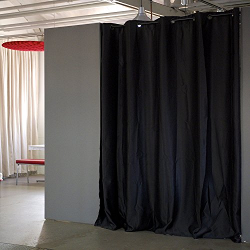 RoomDividersNow Premium Heavyweight Tension Rod Room Divider Kit - XX-Large A, 8ft Tall x 10ft - 12ft 6in Wide (Midnight Black) - Thumbnail 5