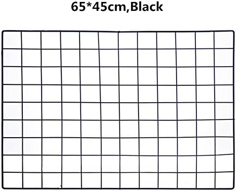 DIY Iron Grid Panel photo wall Multifunction Metal Mesh Wall Decor/hanging Photo Wall/Wall Art Display &amp; Organizer （60x45cm,Black） (black)