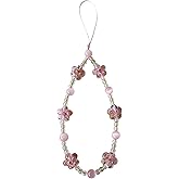 TOBLEEY Flower Phone Charm Cute Beaded Cellphone String Handmade Wrist Strap Y2K Aesthetic Lanyard Wristlet Chain for Phone Case Cameras AirPods Bags